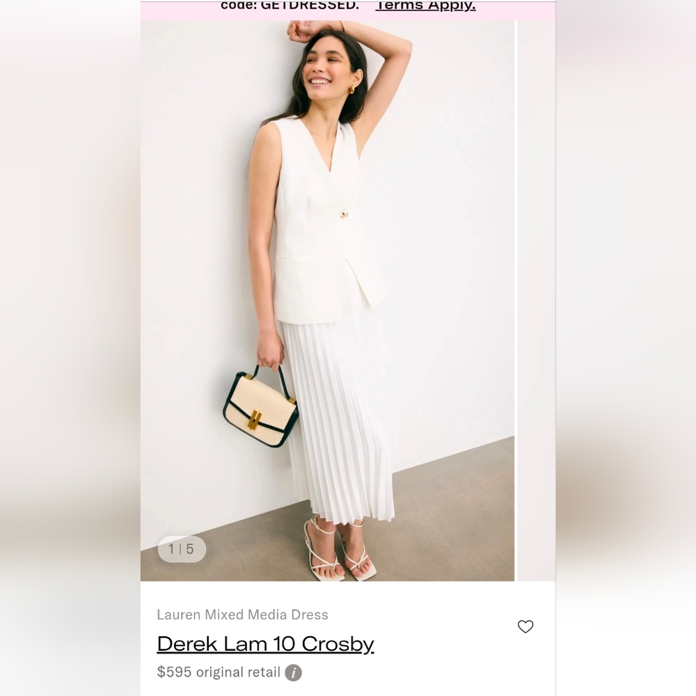 10 Crosby Derek Lam White Pleated Midi Skirt